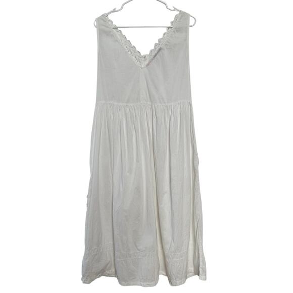 American Vintage cottagecore prarie white eyelet sleeveless dress 3D flowers M - Picture 3 of 16